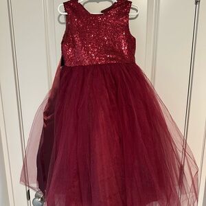 Source Unknown Red Sequin & Tulle Formal Girls Dress